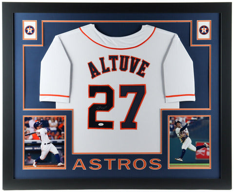 Jose Altuve Signed Houston Astros 35x43 Framed Jersey (JSA) 2017 W. Series Champ