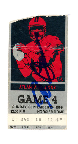 Deion Sanders Autographed Atlanta Falcons 9/24/1989 @ Colts Ticket BAS 37278