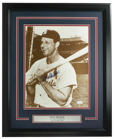 Stan Musial Signed Framed St. Louis Cardinals 11x14 Photo JSA