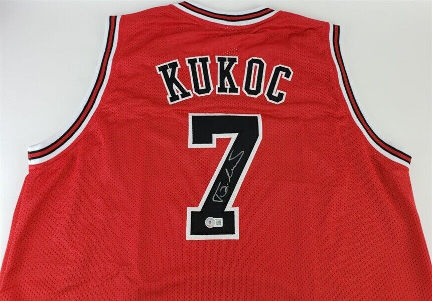 Toni Kukoc Signed Chicago Bulls Black Jersey (Beckett) 3xNBA