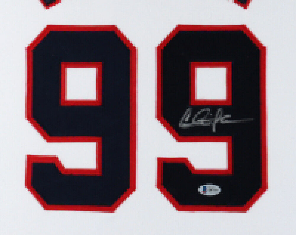 Charlie Sheen Autographed Signed Indians Majestic Jersey - Rick Vaughn -  Beckett Authentic