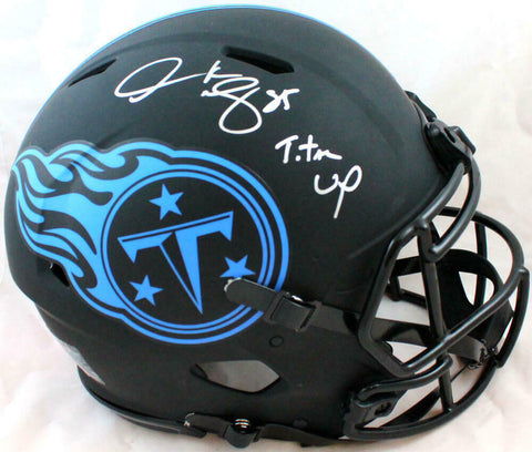 Derrick Mason Signed Titans F/S Eclipse Speed Authentic Helmet w/Insc.-BAW Holo