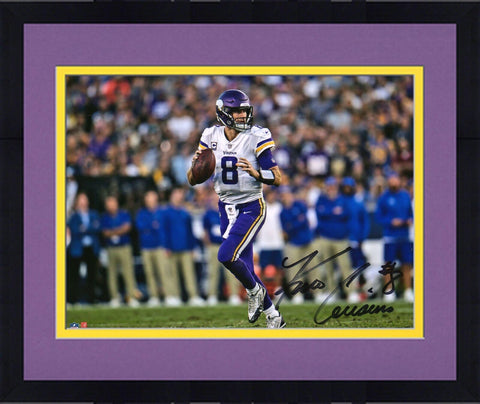 FRMD Kirk Cousins Vikings Signed 8x10 White Rollout Photo - Signed in Black Ink