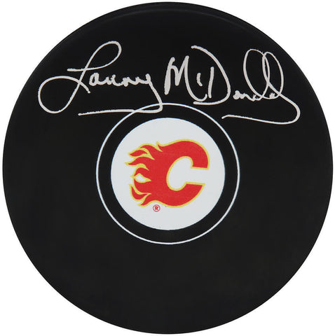 Lanny McDonald Signed Calgary Flames Logo Hockey Puck - (SCHWARTZ SPORTS COA)
