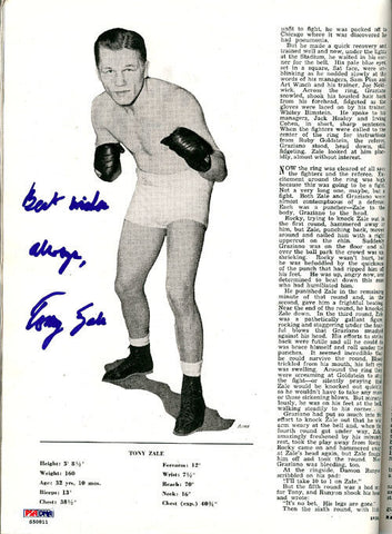 Tony Zale Autographed Signed Boxing Magazine PSA/DNA #S50811