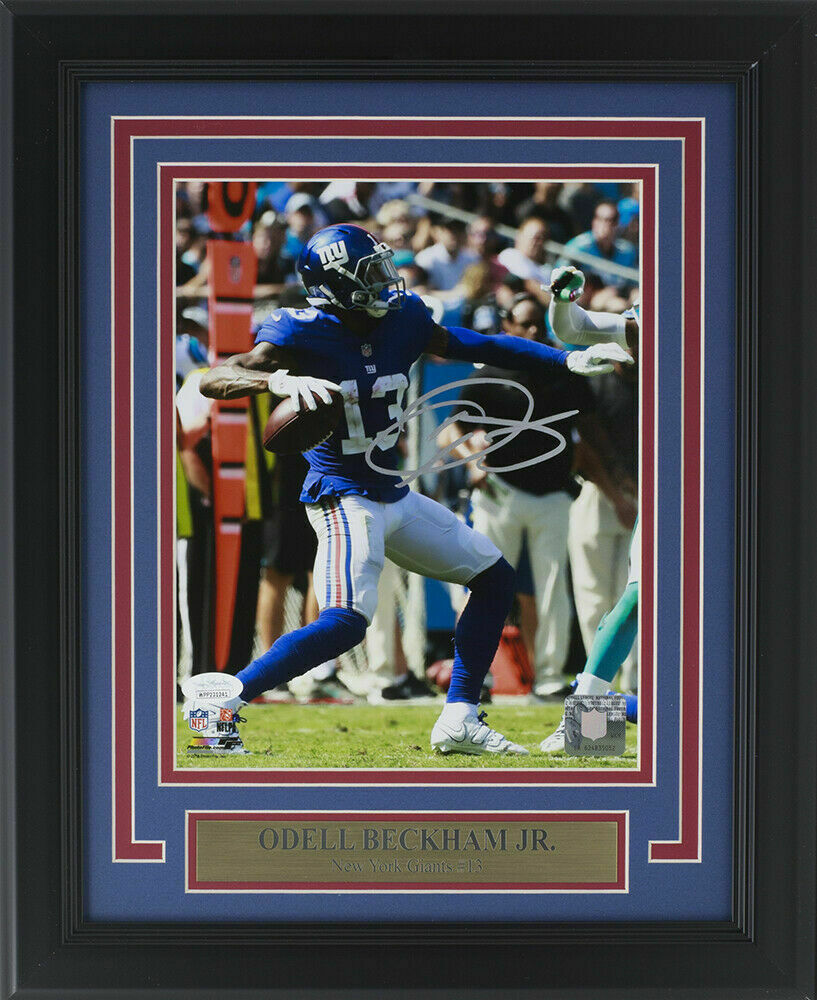 Odell Beckham Jr. Autographed and Framed Blue New York Giants Nike Jersey