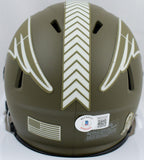 Randy Moss Signed Patriots Salute to Service Speed Mini Helmet-Beckett W Holo