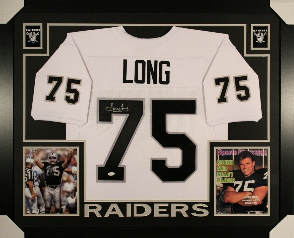 Howie Long Signed Oakland Raiders 35x43 Custom Framed White Jersey (JS –  Super Sports Center