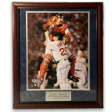 Jason Varitek Signed Autographed 16x20 Photo Framed to 20x24 Red Sox JSA