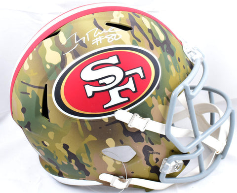 Jerry Rice Autographed San Francisco 49ers F/S Camo Speed Helmet-Fanatics *White
