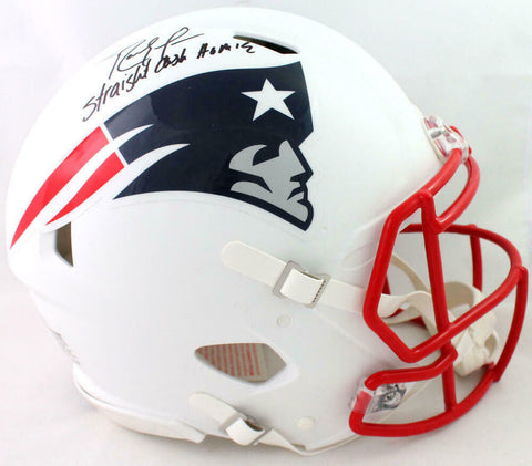 Randy Moss Signed Patriots F/S Flat White Authentic Helmet w/Insc-Beckett W Auth