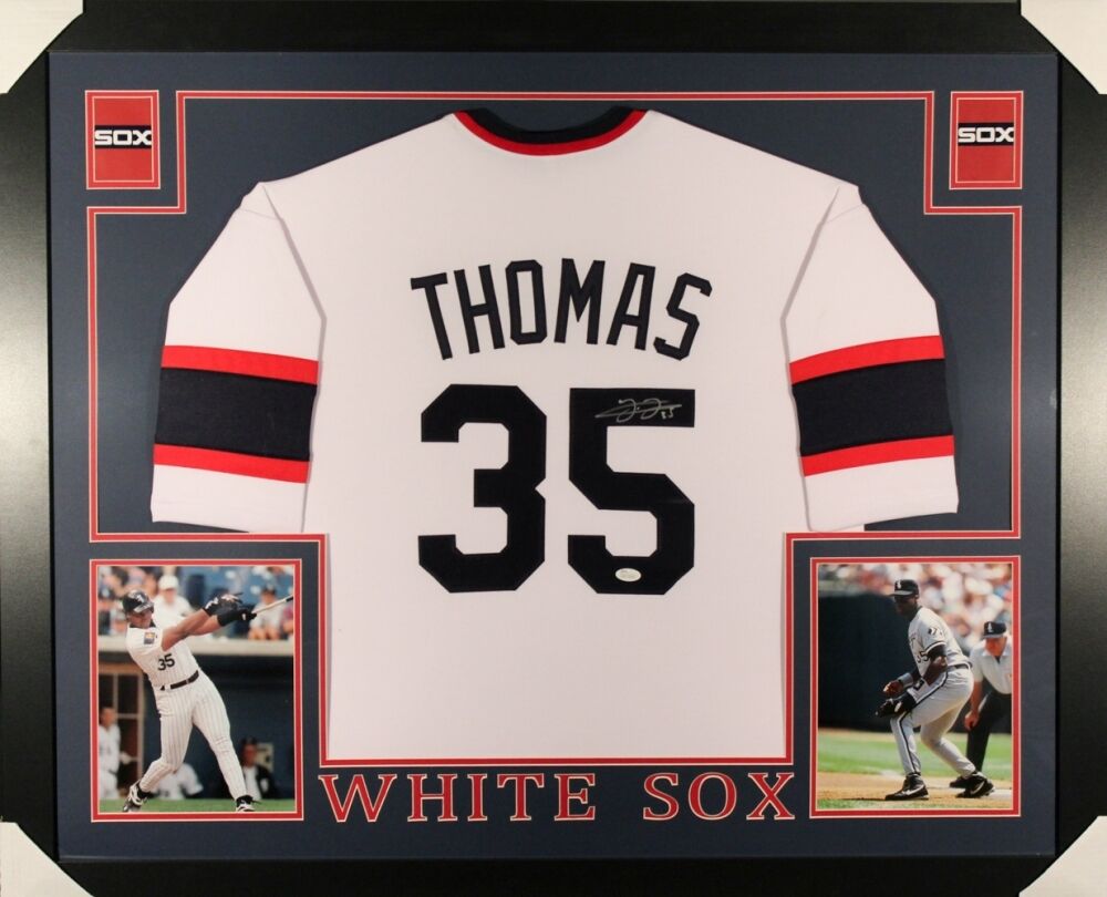 Frank Thomas Signed White Sox 35x43 Custom Framed Jersey (JSA) 2X AL M –  Super Sports Center