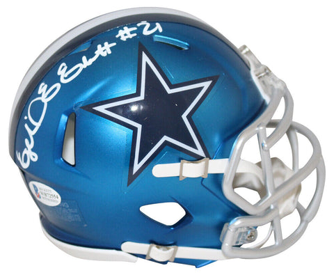 Ezekiel Elliott Autographed/Signed Dallas Cowboys Blaze Mini Helmet BAS 26971