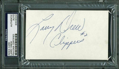Clippers Larry Drew Authentic Signed 3X5 Index Card Autographed PSA/DNA Slabbed