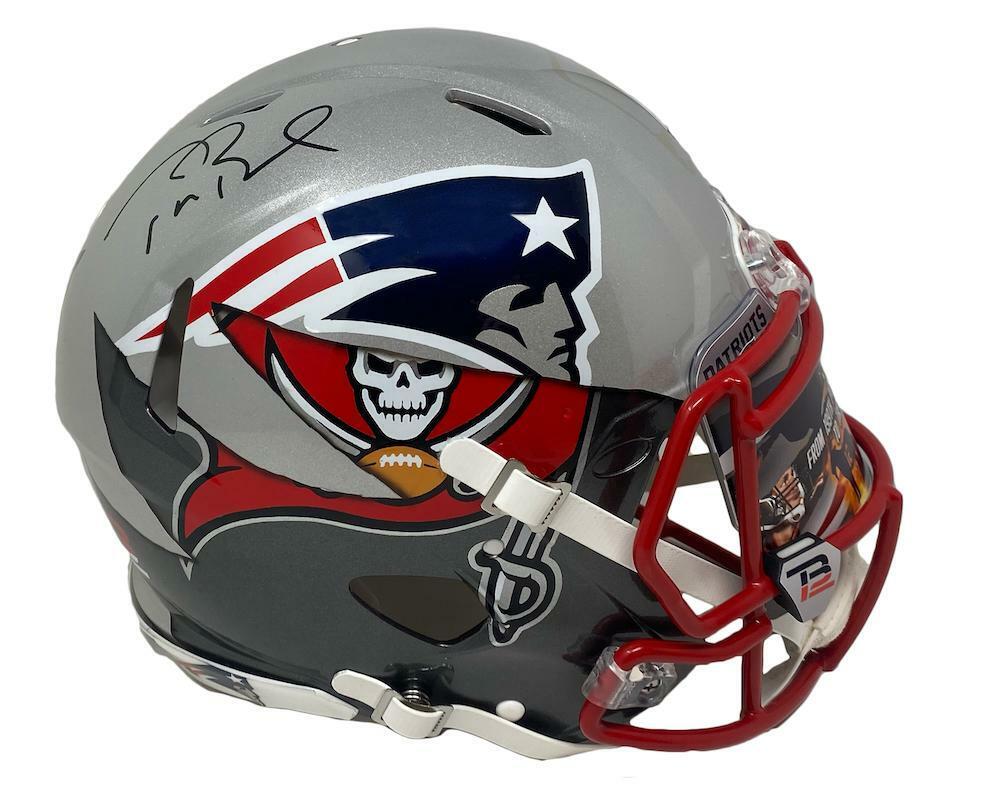 TOM BRADY Autographed Patriots / Bucs Mashup Authentic Helmet FANATICS –  Super Sports Center