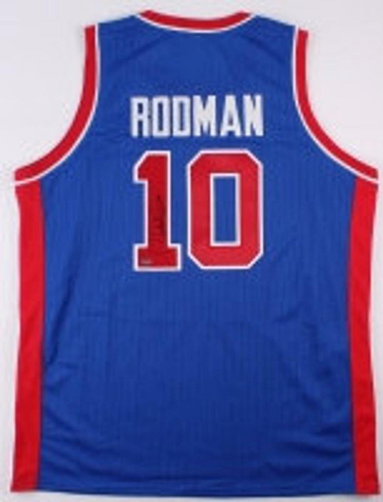 Dennis Rodman Signed Pistons Jersey (Schwartz COA ) 5xNBA Champ