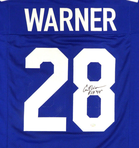 SEATTLE SEAHAWKS CURT WARNER AUTOGRAPHED BLUE JERSEY "ROH 94" MCS HOLO 124669