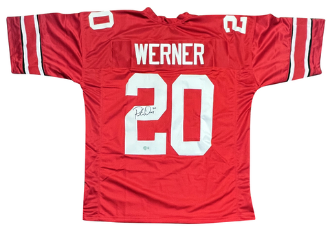 OHIO STATE BUCKEYES PETE WERNER AUTOGRAPHED SIGNED #20 RED JERSEY BECKETT