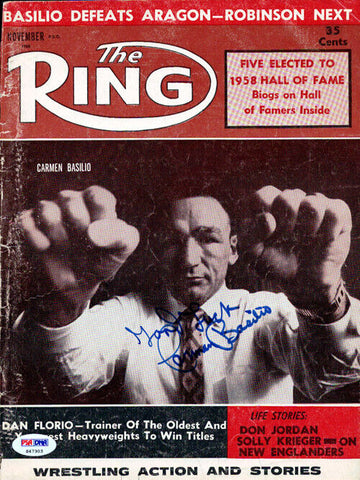 Carmen Basilio Autographed Signed The Ring Magazine Cover PSA/DNA #S47303