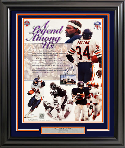 WALTER PAYTON AUTOGRAPHED FRAMED 16X20 PHOTO CHICAGO BEARS PSA/DNA STOCK #202390