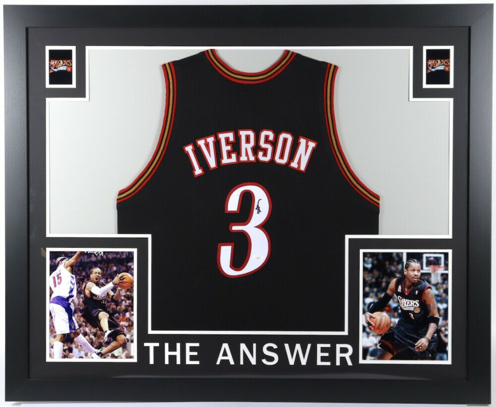 Allen Iverson Autographed and Framed Blue Philadelphia 76ers Jersey