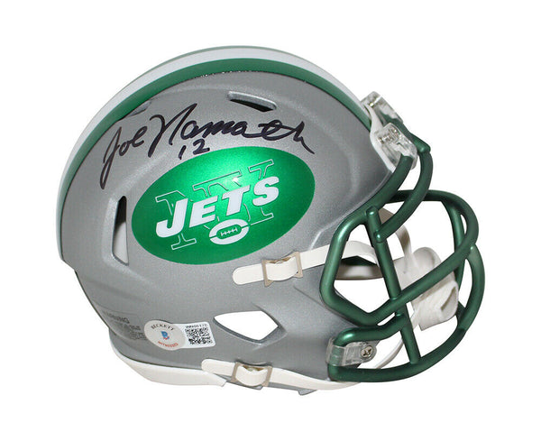 Joe Namath Autographed New York Jets Blaze Mini Helmet Beckett BAS 33368