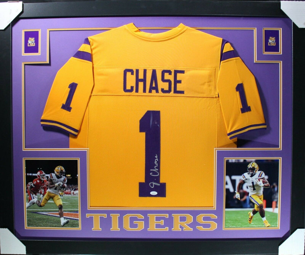Joe Burrow Ja'Marr Chase & Justin Jefferson Autographed LSU Tigers