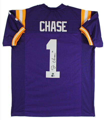 LSU Ja'Marr Chase Authentic Signed Purple Pro Style Jersey BAS Witnessed