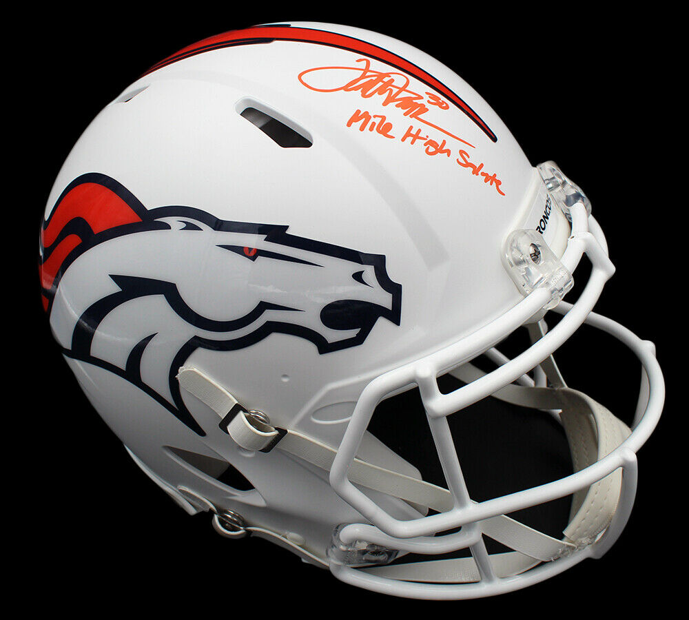 Terrell Davis Signed Denver Broncos Speed Authentic White Matte Helmet W- Insc