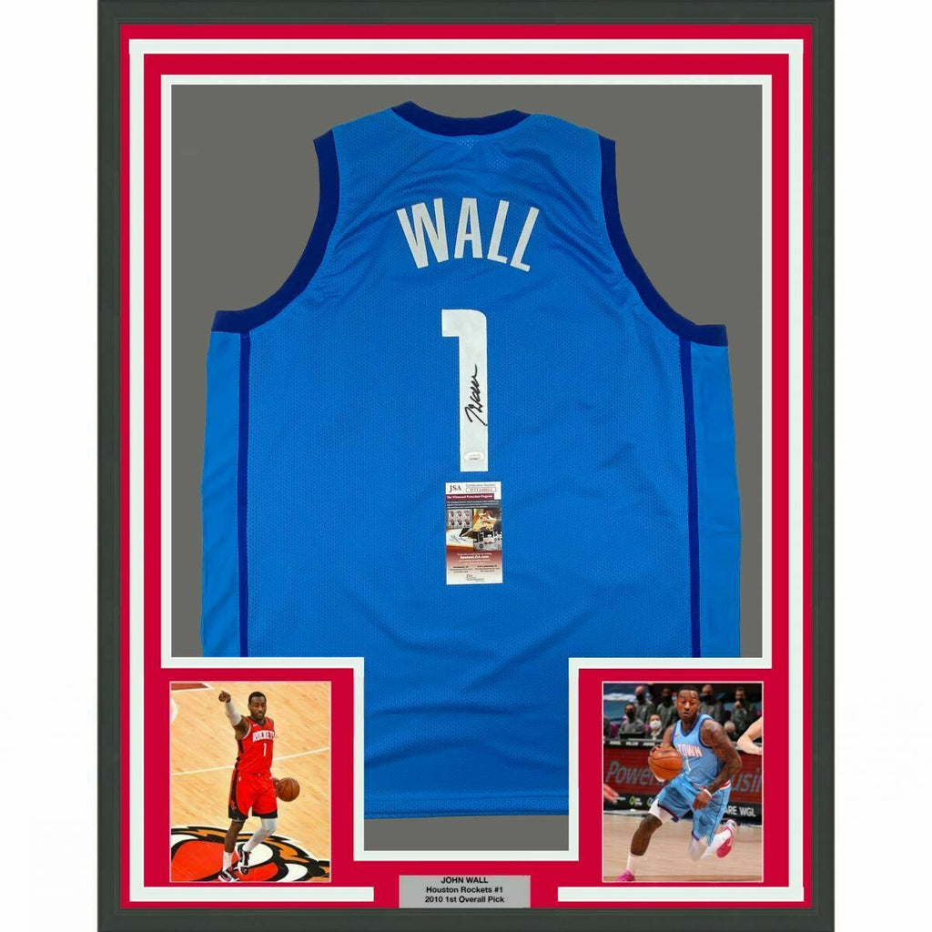 JOHN WALL (Rockets blue SKYLINE) Signed Autographed Framed Jersey Beck –  Super Sports Center