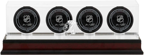 Chicago Blackhawks Mahogany Four Hockey Puck Logo Display Case