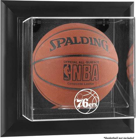 Philadelphia 76ers Black Framed Wall-Mounted Team Logo Basketball Display Case