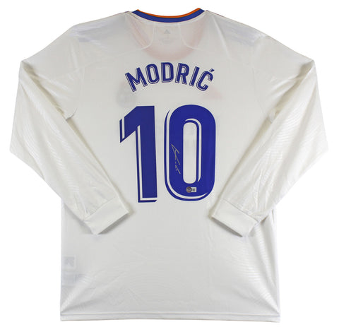 Real Madrid Luka Modric Authentic Signed White Adidas Jersey Autographed BAS