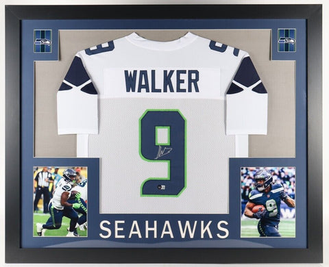 Kenneth Walker III Signed Seattle Seahawks 35" x 43" Framed Jersey (JSA COA) RB