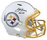 Steelers Joe Greene "HOF 87" Signed Flat White F/S Speed Rep Helmet BAS Witness