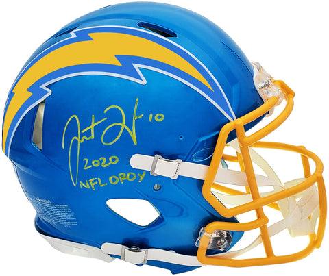JUSTIN HERBERT AUTOGRAPHED CHARGERS FLASH FULL SIZE AUTHENTIC HELMET ROY BECKETT