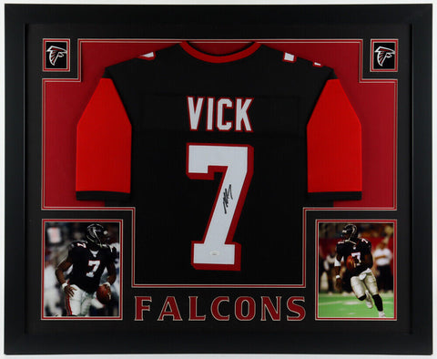 Michael Vick Signed Atlanta Falcons 35x43 Framed Jersey (JSA Holo) 4xPro Bowl QB
