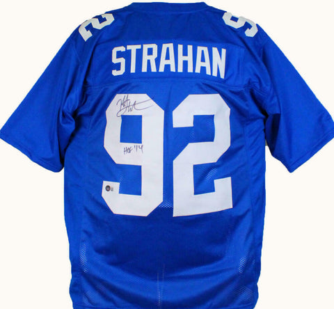 Michael Strahan Autographed Blue Pro Style Jersey w/HOF-Beckett W Hologram