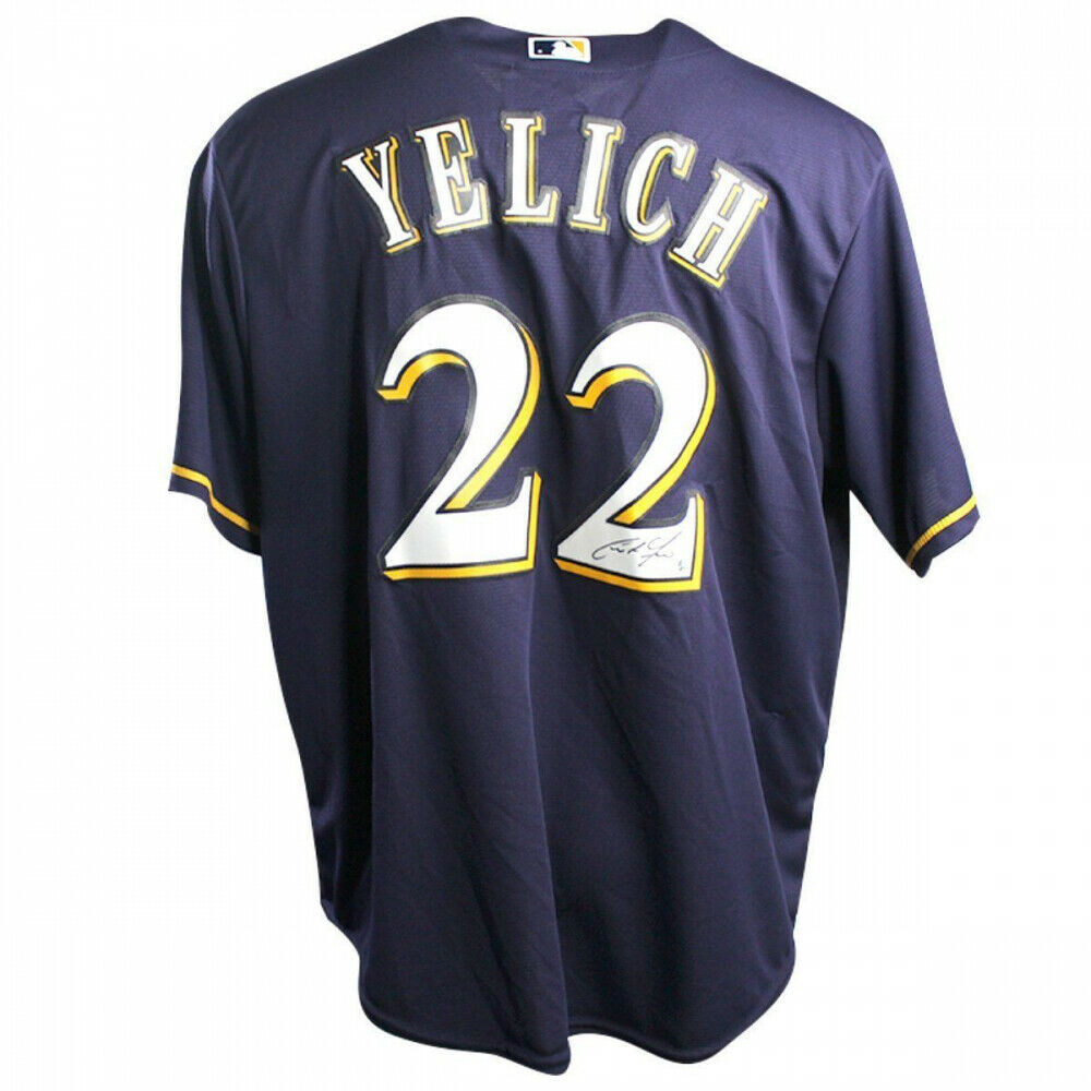 CHRISTIAN YELICH Autographed Milwaukee Brewers Majestic Navy Jersey ST –  Super Sports Center