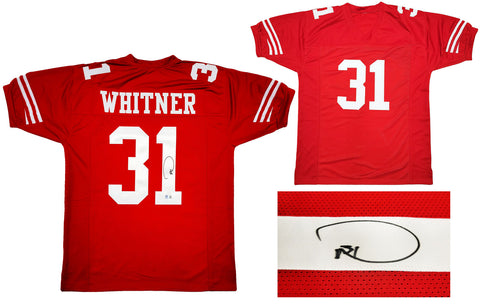 SAN FRANCISCO 49ERS DONTE WHITNER AUTOGRAPHED RED JERSEY BECKETT BAS QR 200898