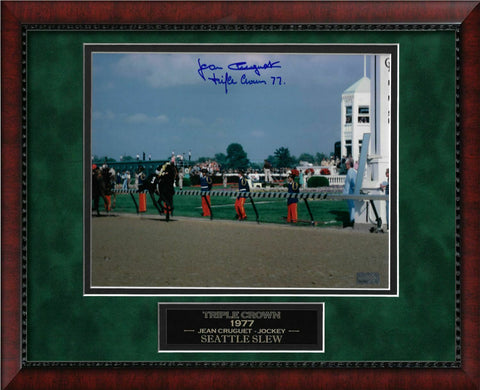 Jean Cruguet Signed Autographed Seattle Slew Photo Custom Framed to 11x14 NEP