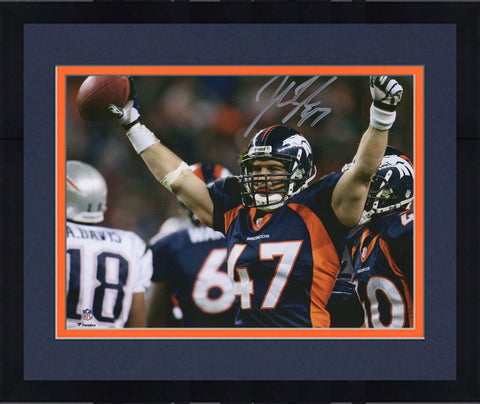 Framed John Lynch Denver Broncos Signed 8" x 10" Arms Up Celebrating Photo