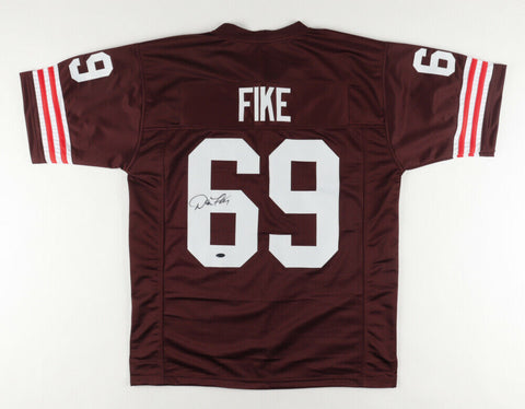 Dan Fike Signed Browns Jersey (Playball Ink Holo) Cleveland O-Line (1985-1992)
