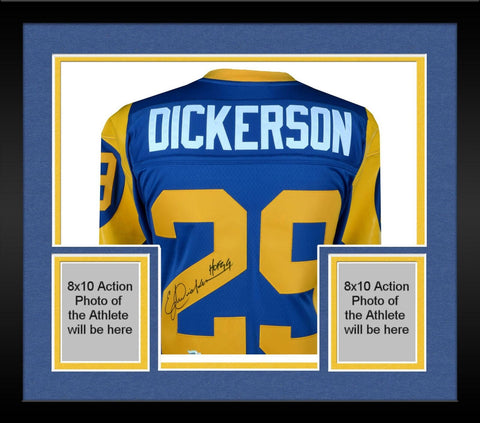 FRMD Eric Dickerson Rams Signed 84 Throwback Mitchell & Ness Jersey "HOF 99" Ins