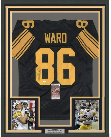 Framed Autographed/Signed Hines Ward 33x42 Pittsburgh Color Rush Jersey JSA COA