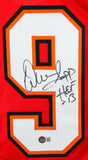 Warren Sapp Autographed Red Pro Style STAT Jersey w/HOF-Beckett W Hologram