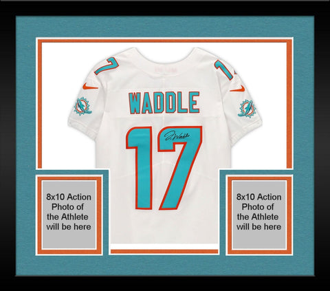 Framed Jaylen Waddle Miami Dolphins Autographed White Nike Elite Jersey