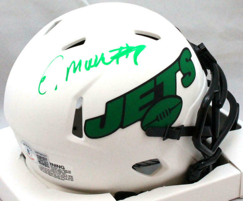 Elijah Moore Signed New York Jets Lunar Speed Mini Helmet- BA W Hologram *Green