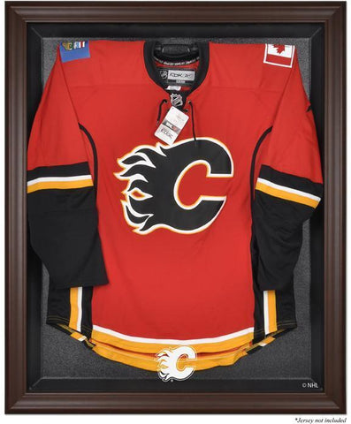 Calgary Flames Brown Framed Logo Jersey Display Case Authentic