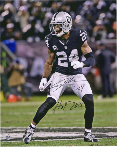 Charles Woodson Oakland Raiders Signed 16" x 20" Stance Photo with "HOF 21" Insc